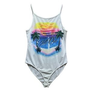Forever 21 "Chill Out" Island Graphic Bodysuit - Multicolor